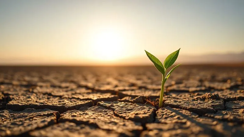 A photorealistic image of a single, vibrant green seedling pushing through cracked, arid earth, reaching towards a clear sky, symbolizing genuine, resilient impact emerging from scrutiny. The scene is bathed in golden hour cinematic lighting, sharp focus on the seedling, depth of field blurring the vast landscape, 8K hyper-detailed, shot on a high-end DSLR.