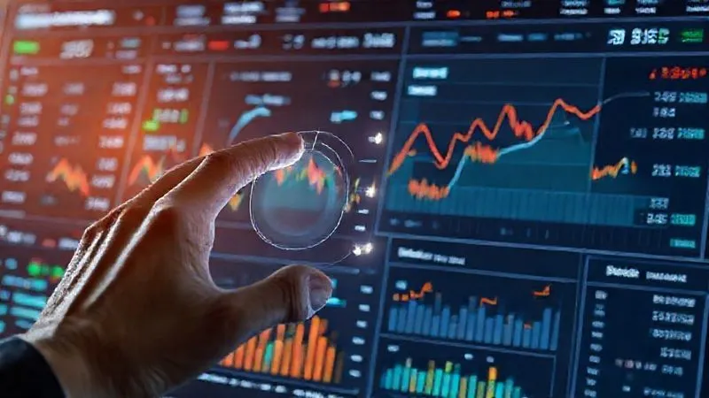 A photorealistic image of a complex financial dashboard displaying real-time EUR/USD exchange rates, predictive analytics, and various hedging instrument performance metrics, with a hand interactively adjusting risk parameters on a holographic interface, 8K hyper-detailed, cinematic lighting, sharp focus.