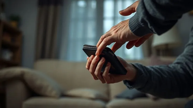 A photorealistic image of an elderly person's hand reaching for a wallet that is being subtly pulled away by a younger, shadowy hand. The scene is set in a dimly lit, comfortable home environment, emphasizing vulnerability and betrayal. Cinematic lighting, sharp focus on the hands, depth of field blurring the background. 8K hyper-detailed, shot on a high-end DSLR.