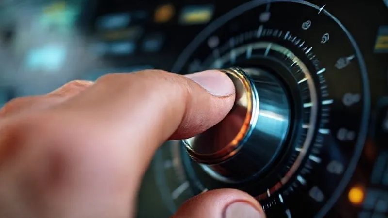 photorealistic, professional photography, 8K, cinematic lighting, sharp focus, depth of field, shot on a high-end DSLR, a close-up of a hand meticulously adjusting a complex, high-tech dial or control panel, with various indicators showing 'income protection,' 'future growth,' and 'inflation adjustment.' The lighting highlights the precision and detail, symbolizing the customization of an insurance policy with riders. The background is softly blurred, suggesting a secure financial environment.