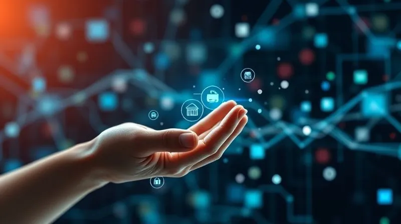 Photorealistic, professional photography, 8K, cinematic lighting, sharp focus, depth of field, shot on a high-end DSLR. A dynamic, abstract representation of digital information flowing and transforming, with subtle banking icons and regulatory symbols integrated into the data streams. A human hand reaches into the flow, symbolizing adaptation and control amidst change. Futuristic, yet grounded in reality.