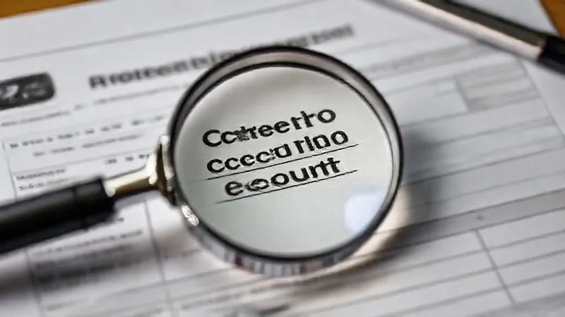 A photorealistic image of a magnifying glass over a credit report, highlighting a collection account entry, with a blurred background of a professional license application form. Cinematic lighting, sharp focus.
