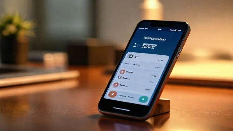 A photorealistic image of a sleek, modern smartphone displaying a banking app interface with a clear "Emergency Savings" account balance prominently featured. The screen shows a positive interest rate and recent deposit activity. The background is a blurred, professional office desk. Cinematic lighting, sharp focus on the phone screen, 8K hyper-detailed.