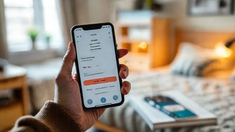 photorealistic, professional photography, 8K, cinematic lighting, sharp focus, depth of field, shot on a high-end DSLR. A hand holding a smartphone, displaying a banking app with a small, recurring payment set up for student loans, juxtaposed with a college ID card and a textbook, symbolizing proactive financial management during studies. The background is a blurred, cozy student dorm room.