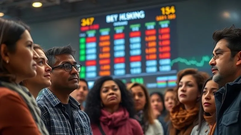 A photorealistic image of a diverse group of citizens looking thoughtfully at a financial news ticker, symbolizing public engagement and trust in economic policy. Professional photography, 8K, cinematic lighting, sharp focus, depth of field, shot on a high-end DSLR.