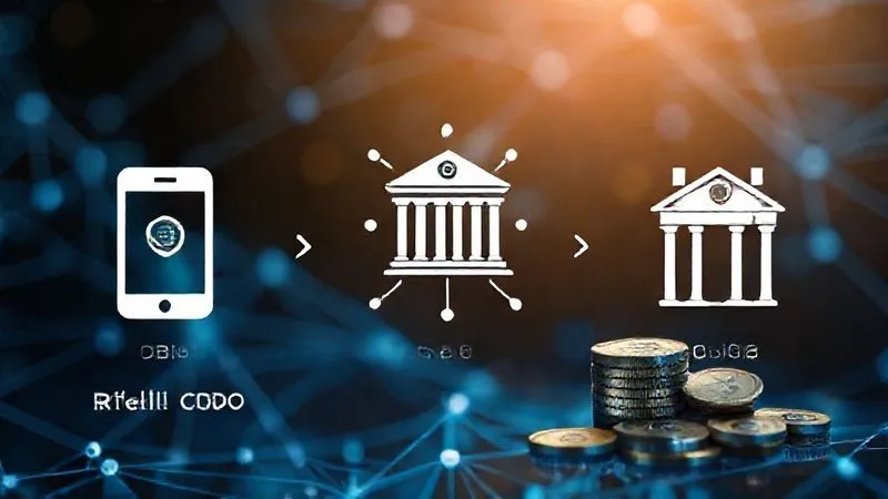 A photorealistic infographic showing a clear distinction between 'Retail CBDC' with a smartphone icon, 'Wholesale CBDC' with interconnected bank buildings, and 'Traditional Fiat' with physical cash and coins. The background is a digital network, professional photography, 8K, cinematic lighting, sharp focus, depth of field.