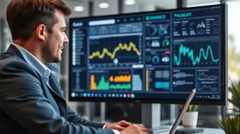 A photorealistic professional accountant or tax advisor, dressed in business attire, intently reviewing a complex digital financial dashboard on a large monitor with a client. They are discussing strategies, with a sense of clarity and focused problem-solving. Cinematic lighting, sharp focus on their faces and the screen, depth of field blurring a modern office setting, 8K hyper-detailed.