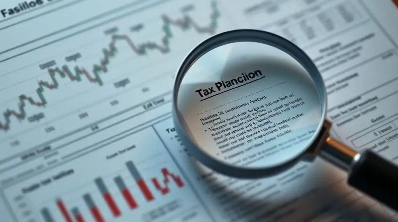 photorealistic, professional photography, 8K, cinematic lighting, sharp focus, depth of field, shot on a high-end DSLR. A complex financial chart overlaid with intricate tax code documents, with a magnifying glass highlighting specific optimization points. The image should convey precision, expertise, and the detailed work involved in advanced tax planning, with a subtle glow of efficiency.