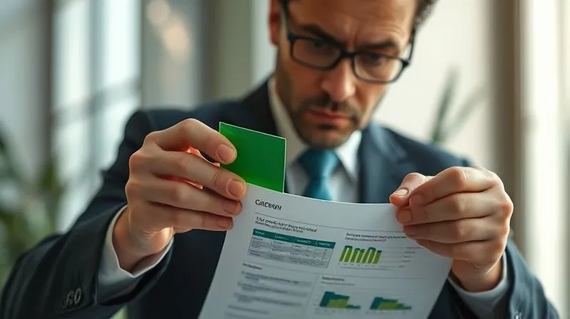 A photorealistic image of a corporate executive in a pristine suit, subtly adjusting a 'green' filter over a company report, with a hint of skepticism in their eyes. Professional photography, 8K, cinematic lighting, sharp focus on the executive and report, depth of field blurring the background, shot on a high-end DSLR, conveying the subtle art of greenwashing.