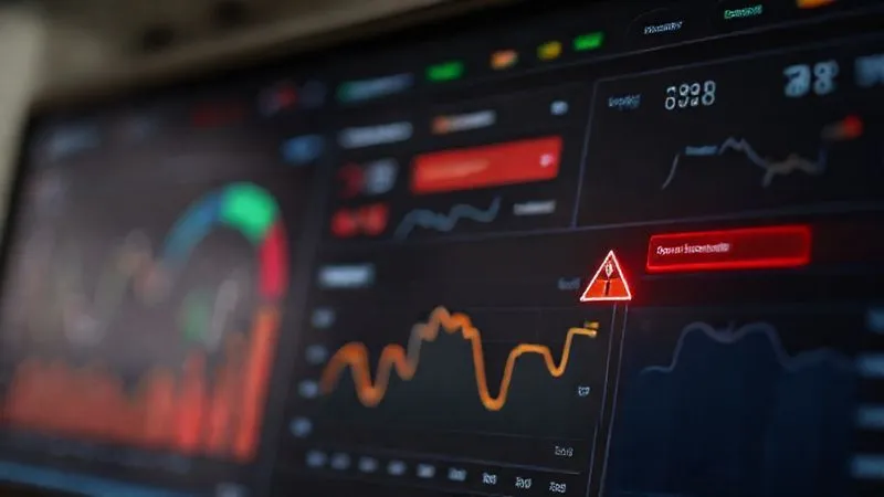 photorealistic, professional photography, 8K, cinematic lighting, sharp focus, depth of field, shot on a high-end DSLR, a sophisticated risk management dashboard displaying various financial metrics and alerts, with a red alert icon flashing on a section related to illiquid assets, emphasizing the need for constant vigilance and proactive risk mitigation.