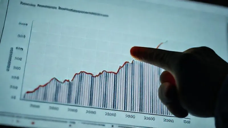 A photorealistic image of a financial graph showing a steep market downturn in the initial years, followed by a recovery, with a hand pointing to the early downturn, illustrating the disproportionate impact on a retirement portfolio. Cinematic lighting, sharp focus on the graph, depth of field, 8K.