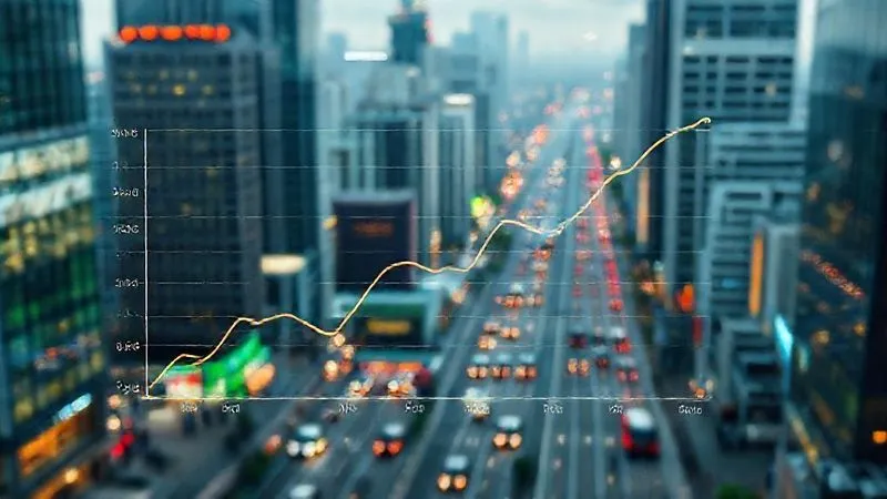 photorealistic, professional photography, 8K, cinematic lighting, sharp focus, depth of field, shot on a high-end DSLR, a dynamic 3D line graph showing a clear upward trend in 'Ethical Investment Performance' and a downward trend in 'Environmental Impact', overlaid on a backdrop of a bustling but clean cityscape, symbolizing progress and sustainable growth, data points clearly visible, cinematic volumetric lighting.