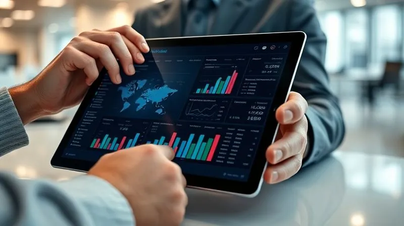 A photorealistic, professional photography, 8K, cinematic lighting, sharp focus, depth of field, shot on a high-end DSLR, a person's hands meticulously setting up a financial dashboard on a sleek tablet, with various data points and categories being dragged and dropped into place, symbolizing organization and control. The background is a clean, modern office space.