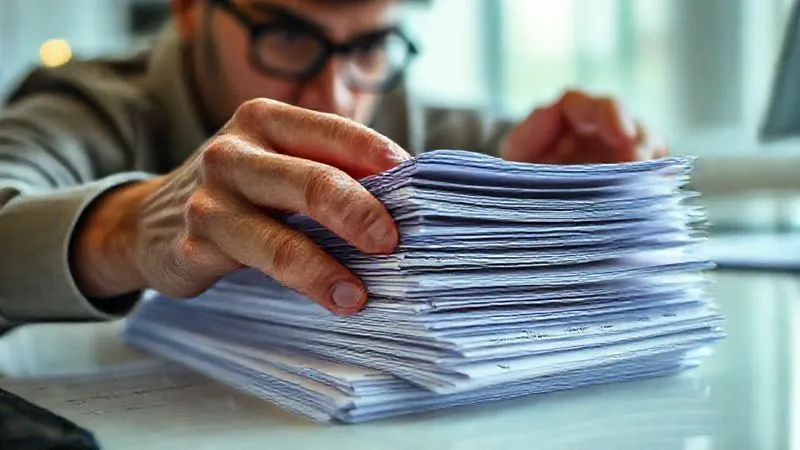 photorealistic, professional photography, 8K, cinematic lighting, sharp focus, depth of field, shot on a high-end DSLR, a detailed close-up of a hand meticulously organizing a stack of financial documents, some clearly labeled 'Student Loans' and others 'Investment Statements', on a clean, modern desk. The person's face is focused and determined, symbolizing active financial management.
