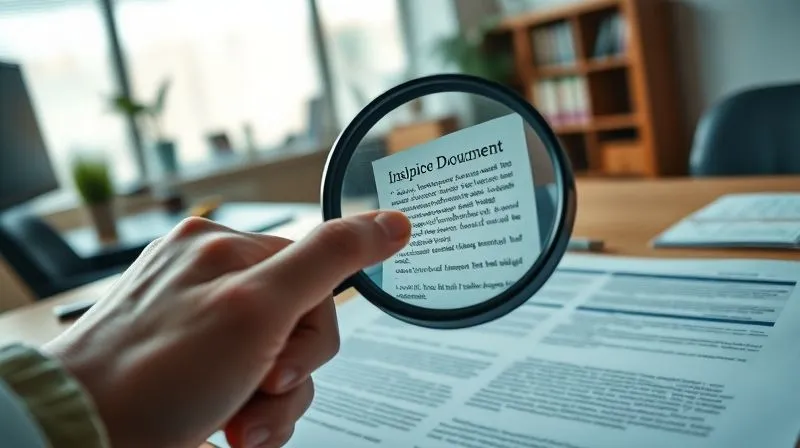 A photorealistic image of a magnifying glass hovering over complex insurance documents on a desk, highlighting a specific clause, with a determined hand pointing, cinematic lighting, sharp focus, depth of field blurring a busy office, 8K hyper-detailed.