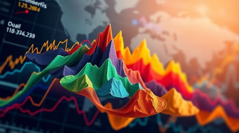 photorealistic, professional photography, 8K, cinematic lighting, sharp focus, depth of field, shot on a high-end DSLR, a complex, multi-layered financial chart depicting diversification, with different asset classes represented by distinct, vibrant colors and textures, flowing into a central, stable core. The background is a subtle, blurred image of global economic indicators.