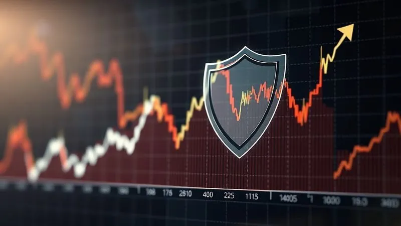 photorealistic, professional photography, 8K, cinematic lighting, sharp focus, depth of field, shot on a high-end DSLR. A dynamic graph of currency exchange rate volatility with sharp peaks and troughs, overlaid with a transparent, protective shield or a steady, stabilizing line, symbolizing financial hedging and risk mitigation, conveying control amidst uncertainty.