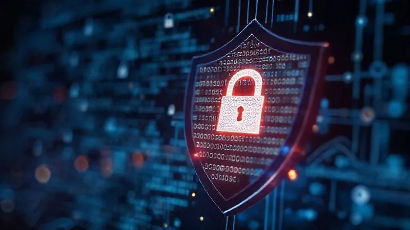 A photorealistic, professional photography, 8K, cinematic lighting, sharp focus, depth of field, shot on a high-end DSLR, depicting a glowing, intricate smart contract code projected onto a digital shield, with various security symbols and locks integrated into the code, illustrating embedded, programmable compliance within blockchain technology.