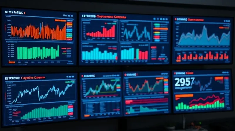 A sophisticated, multi-screen dashboard displaying real-time data visualizations of various corporate governance metrics for multiple companies, with alerts and trend lines. Photorealistic, professional photography, 8K, cinematic lighting, sharp focus on the data, depth of field, shot on a high-end DSLR.
