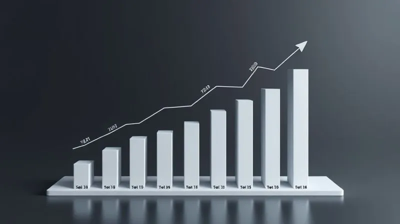 A photorealistic 3D bar chart showing a small business's sales growth over a year, with clear seasonal peaks and troughs, alongside a line graph representing expenses. The chart is clean, professional, and uses a subtle financial color palette. Professional photography, 8K, cinematic lighting, sharp focus, depth of field, shot on a high-end DSLR.
