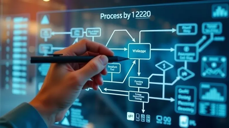 photorealistic, professional photography, 8K, cinematic lighting, sharp focus, depth of field, shot on a high-end DSLR, a dynamic and evolving digital flowchart on a transparent screen, with arrows constantly moving and re-routing, symbolizing continuous process optimization and agile methodology in financial reconciliation. A hand with a stylus is making an adjustment, indicating human interaction and refinement.