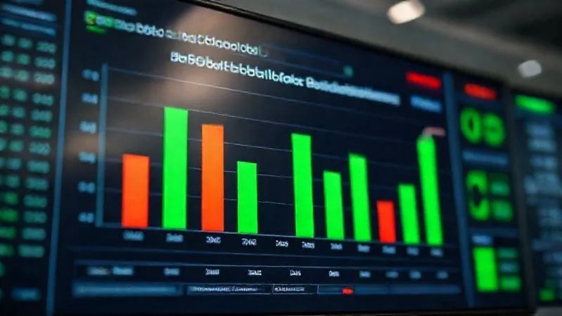 A photorealistic, professional photography, 8K, cinematic lighting, sharp focus, depth of field, shot on a high-end DSLR, of a financial dashboard displaying a clear bar chart illustrating 'Capital Gains Offset by Loss Harvesting' with green bars for gains and red bars for losses, showing a net reduction in taxable gains. The screen is modern and sleek, reflecting sophisticated financial technology. The background is slightly blurred to emphasize the data. The overall tone is analytical and strategic.