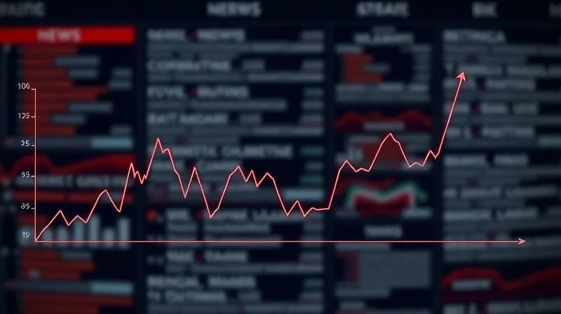 A photorealistic 3D line graph showing market volatility over time, with sharp peaks and troughs, against a backdrop of financial news headlines blurred in the background, professional photography, 8K, cinematic lighting, sharp focus on the graph, depth of field, shot on a high-end DSLR.