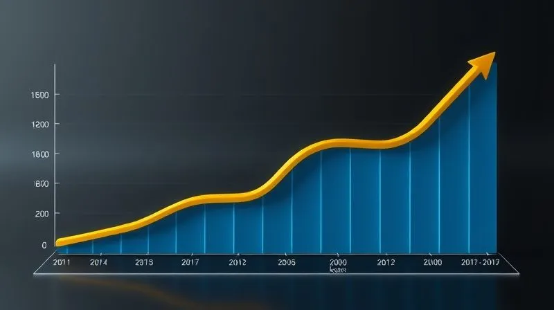 A photorealistic 3D visualization of a credit score graph, starting with a dip, then showing a steady upward trend with a few key strategic points marked (e.g., "On-time payment," "Reduced utilization"). The graph is clean and professional, with cinematic lighting and sharp focus. Professional photography, 8K, depth of field, shot on a high-end DSLR.