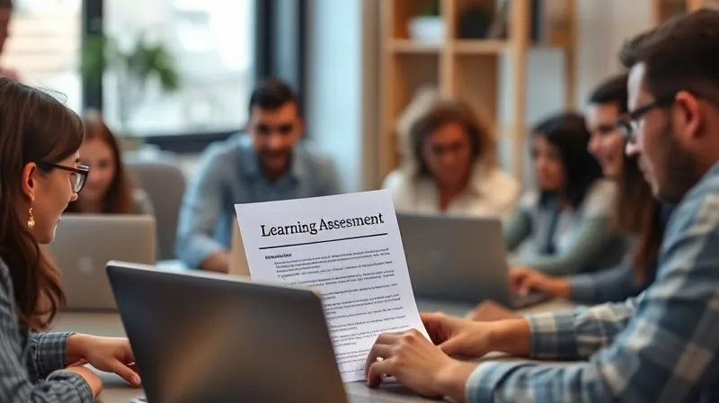 A photorealistic image of a diverse group of busy professionals, mid-30s to 40s, engaged in a virtual meeting on their laptops. One individual is reviewing a document titled 'Prior Learning Assessment.' The scene depicts focused individuals in different home office settings, connected by technology. Cinematic lighting, sharp focus on the screens and faces, depth of field blurring the backgrounds, 8K hyper-detailed, professional photography.