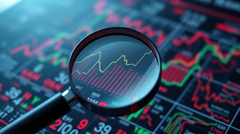 photorealistic, professional photography, 8K, cinematic lighting, sharp focus, depth of field, shot on a high-end DSLR. A digital magnifying glass hovering over a complex dataset displayed on a holographic interface, highlighting imbalances in data distribution with red and green segments, symbolizing the process of data auditing for fairness and quality.