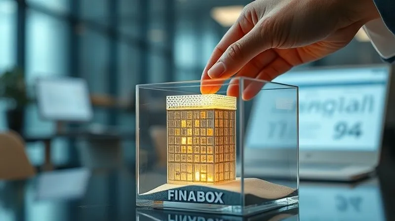 A photorealistic close-up of a hand placing a miniature, glowing digital building block (representing an embedded finance product) into a carefully constructed, transparent glass box (representing a regulatory sandbox). The background is a blurred, modern office environment with subtle legal documents on screens. Cinematic lighting, 8K, sharp focus, depth of field, professional photography, shot on a high-end DSLR.
