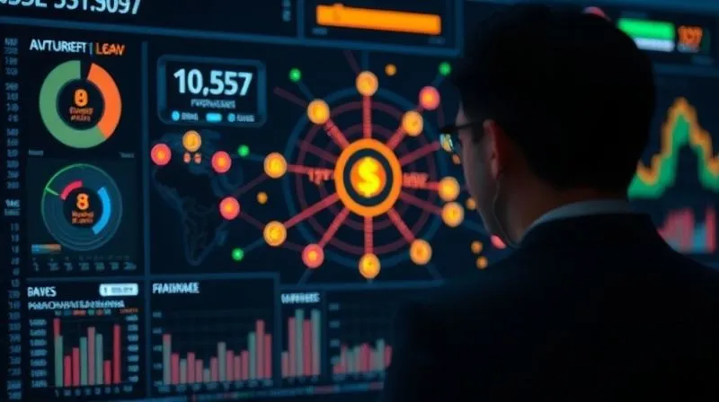 A photorealistic image of a person looking at a complex financial dashboard, with various debt types highlighted as interconnected nodes, representing the intricate debt landscape for high-income earners. Professional photography, 8K, cinematic lighting, sharp focus on the dashboard, depth of field blurring the background, shot on a high-end DSLR.