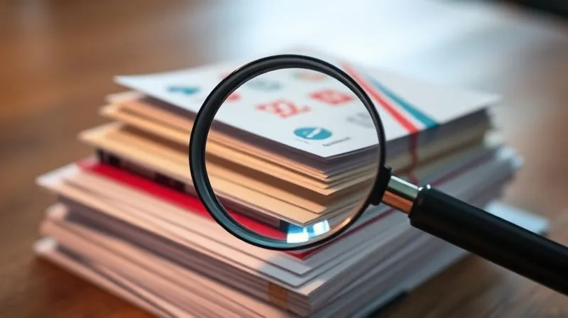 A photorealistic image of a magnifying glass hovering over a stack of diverse scholarship applications, with various symbols representing different types of scholarships (e.g., academic, artistic, community service, specific interests). Professional photography, 8K, cinematic lighting, sharp focus on the applications, depth of field blurring the background, shot on a high-end DSLR.