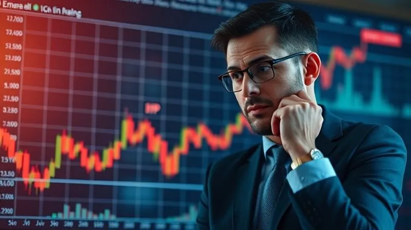 A photorealistic image of a financial chart showing a dip in the market followed by a strong recovery, with a spotlight on the 'dip' period, set against a backdrop of a calm, thoughtful investor making a strategic move. Professional photography, 8K, cinematic lighting, sharp focus, depth of field, shot on a high-end DSLR.