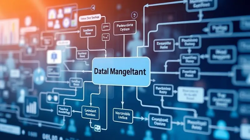 A photorealistic, professional photography, 8K, cinematic lighting, sharp focus, depth of field. Image of a complex, interconnected digital flowchart representing a robust complaint management system, with data points flowing smoothly from intake to resolution and root cause analysis. The aesthetic is clean and modern, emphasizing efficiency and control.