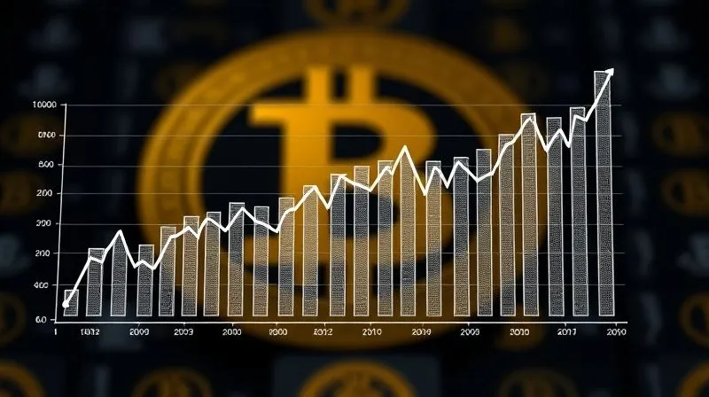 A photorealistic 3D line graph illustrating the concept of Dollar-Cost Averaging (DCA) in a volatile market. The graph shows a jagged, fluctuating price line for a cryptocurrency, with evenly spaced vertical bars indicating consistent investment amounts. The average purchase price line is clearly visible, smoothing out the peaks and valleys of the market. Cinematic lighting, sharp focus on the graph lines, depth of field blurring a background of digital currency symbols, 8K hyper-detailed, professional photography, shot on a high-end DSLR.