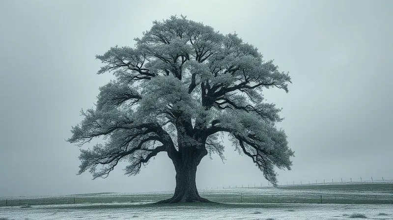 A photorealistic image of a sturdy, old oak tree standing firm against a strong, cold wind, symbolizing resilient companies in a deflationary storm. Professional photography, 8K, cinematic lighting, sharp focus, depth of field, shot on a high-end DSLR.