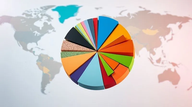 photorealistic, professional photography, 8K, cinematic lighting, sharp focus, depth of field, shot on a high-end DSLR, a vibrant, multi-layered pie chart representing a highly diversified investment portfolio, with distinct segments for different asset classes and geographic regions, set against a backdrop of a subtly blurred world map, conveying a sense of global spread and strategic allocation, clear and informative.