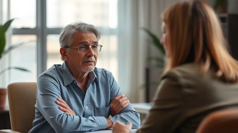 photorealistic, professional photography, 8K, cinematic lighting, sharp focus, depth of field, shot on a high-end DSLR, a person engaged in a supportive conversation with a financial counselor, perhaps over a video call or in a professional office setting, with a sense of relief and understanding, symbolizing seeking and receiving expert financial guidance during a difficult time.