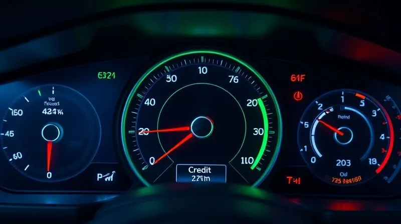 photorealistic, professional photography, 8K, cinematic lighting, sharp focus, depth of field, shot on a high-end DSLR, a sleek, modern dashboard display with a prominent gauge indicating 'Credit Utilization Ratio' in the green zone (around 20-30%), surrounded by other positive financial metrics, symbolizing responsible credit management and control.