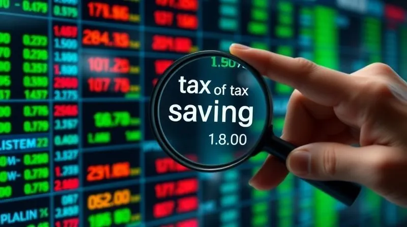 A photorealistic image of a professional hand meticulously sorting through digital financial data on a transparent screen, with specific stock tickers highlighted in red (losses) and green (gains), overlaid with a magnifying glass focusing on a 'tax savings' calculation. Cinematic lighting, 8K, sharp focus, depth of field.