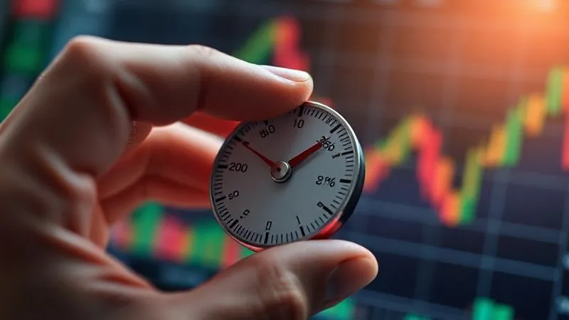 photorealistic, professional photography, 8K, cinematic lighting, sharp focus, depth of field, shot on a high-end DSLR, a hand adjusting a financial dial with clear percentage markings, representing asset allocation thresholds, with a blurred background of a dynamic stock market chart, conveying precision and strategic adjustment.