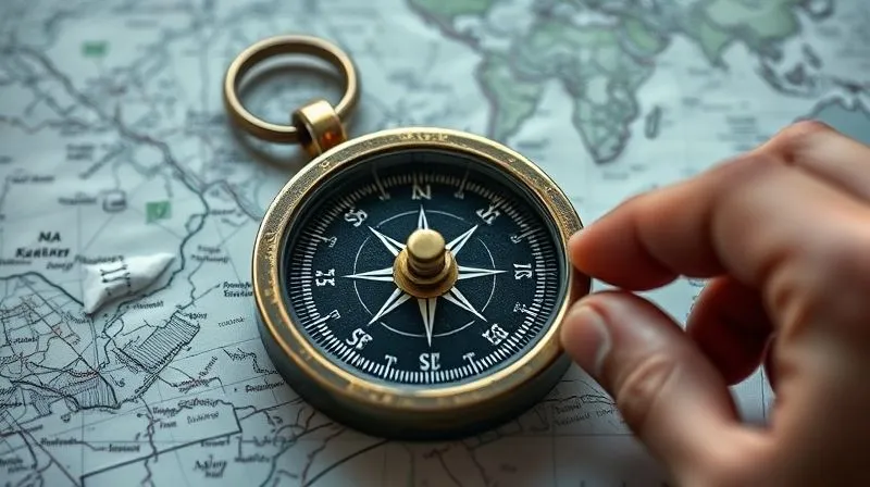A photorealistic image of a weathered compass pointing steadfastly north, surrounded by blurred financial documents and a hand carefully navigating a complex map, symbolizing guidance and avoiding errors in financial planning. Cinematic lighting, sharp focus on the compass and map, depth of field blurring the background. 8K hyper-detailed, professional photography, shot on a high-end DSLR.