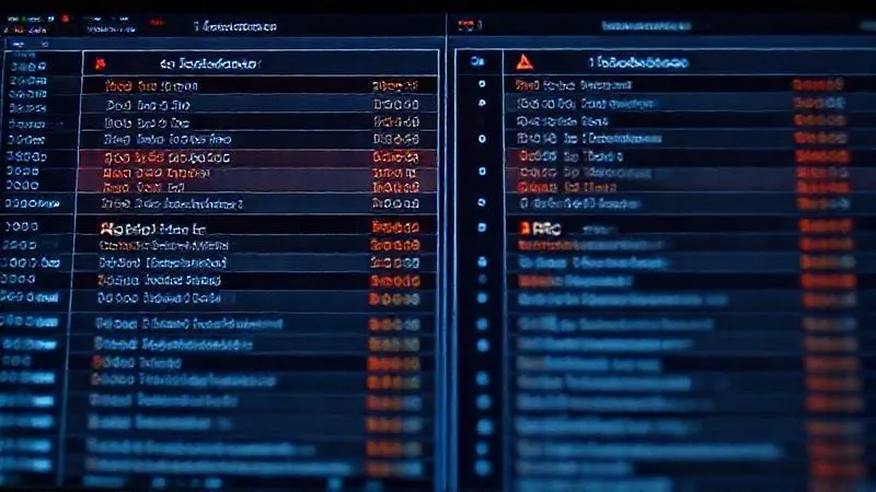 A digital interface showing two different data sets with highlighted discrepancies, one labeled 'FAFSA Submission' and the other 'IRS Records', with red warning symbols. Photorealistic, professional photography, 8K, cinematic lighting, sharp focus, depth of field.