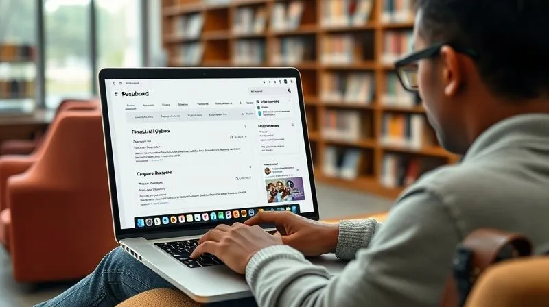 A photorealistic, professional photography, 8K, cinematic lighting, sharp focus, depth of field, shot on a high-end DSLR of a student interacting with a clean, modern digital dashboard on a laptop. The dashboard clearly displays personalized financial aid options, campus resources, and a secure chat window, set in a comfortable university library environment.