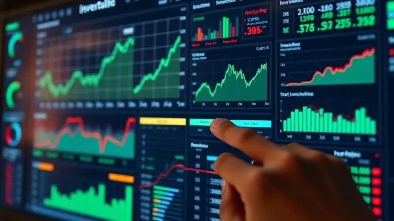 A photorealistic image of a complex financial dashboard displaying investment portfolio performance charts, with a hand adjusting a slider labeled 'withdrawal rate'. The screen shows green upward trends but also potential red warnings. Professional photography, 8K, cinematic lighting, sharp focus on the screen, depth of field blurring the background, shot on a high-end DSLR.