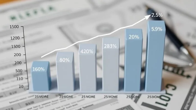 A photorealistic 3D bar chart clearly illustrating the projected average healthcare costs for a retired couple over a 20-year period, with distinct bars for Medicare premiums, out-of-pocket expenses, and a separate, significantly taller bar for potential long-term care costs. The chart has clear labels and a rising trend, set against a background of blurred financial documents. professional photography, 8K, cinematic lighting, sharp focus, depth of field, shot on a high-end DSLR.