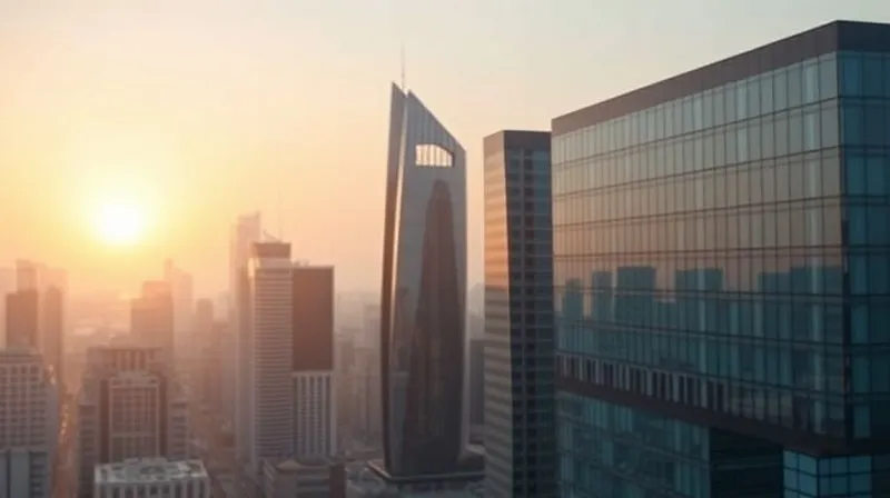 A photorealistic image of a futuristic cityscape with sleek financial buildings, bathed in the soft glow of a rising sun, symbolizing long-term investment growth and future-proofing, rendered with clean lines and soft, inviting light, 8K, cinematic lighting, sharp focus on the architectural details, depth of field blurring the distant horizon.