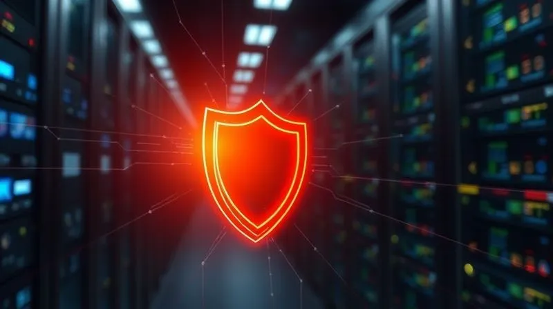 A photorealistic, professional photography, 8K, cinematic lighting, sharp focus, depth of field, shot on a high-end DSLR of a futuristic, glowing digital shield icon protecting a series of interconnected servers and data streams, symbolizing an API gateway filtering malicious traffic. The background is a blurred, bustling financial data center.