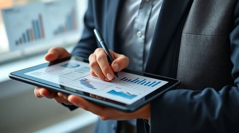 A photorealistic image of a professional meticulously organizing digital files and reports on a tablet, with charts and graphs visible, symbolizing diligent grant management and reporting. Professional photography, 8K, cinematic lighting, sharp focus, depth of field, shot on a high-end DSLR.